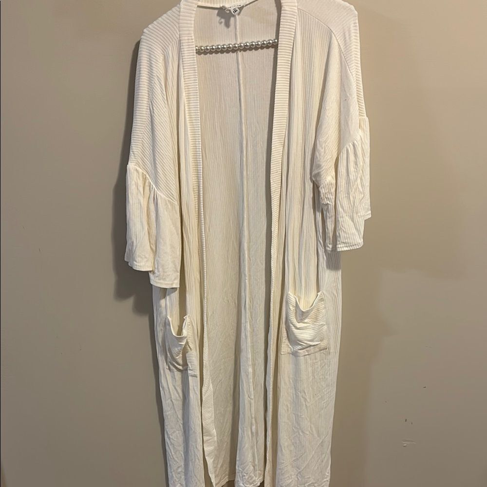 Heyson 1xl Cream Open Front Cardigan duster